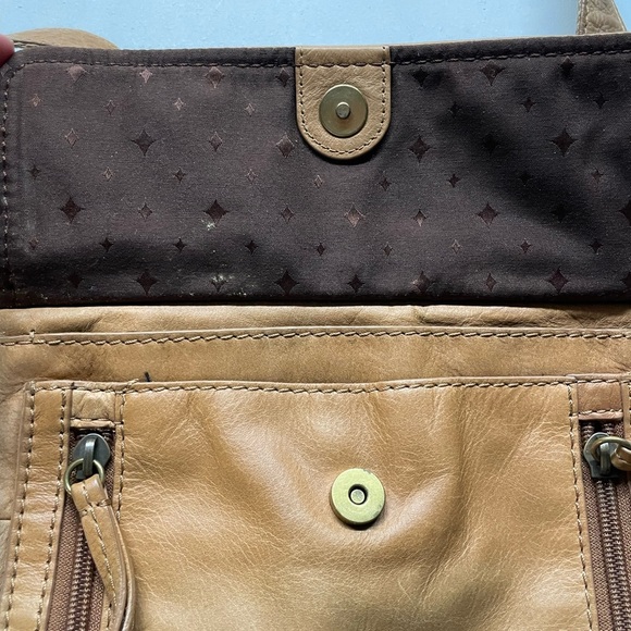 Fossil Camel Brown Leather Sling Crossbody Shoulder messenger bag - Picture 5 of 15